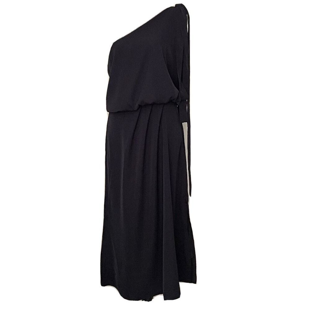 AMYLYNN Woman Navy Blue One Shoulder Satin Midi Dress~Size M - Picture 5 of 10